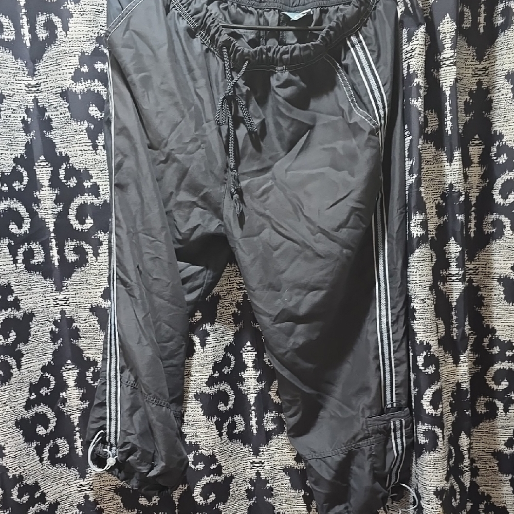 Black Track Pants with White Stripes